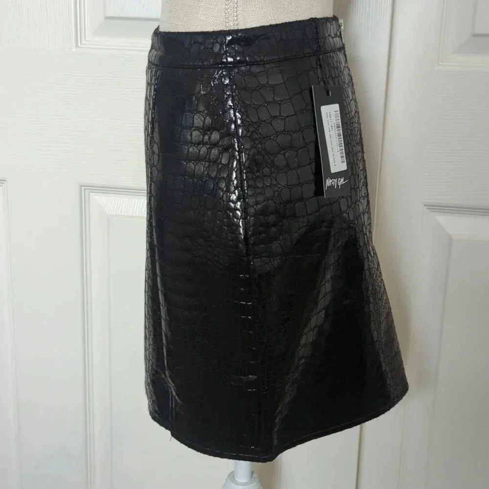 Nasty Gal Croc and Roll Vinyl Mini Skirt